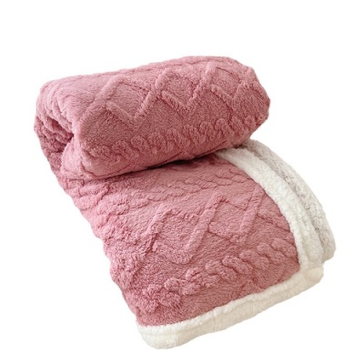 加厚纯色塔芙绒羊羔绒毛毯双层盖毯冬季毯子办公室午睡午休沙发毯