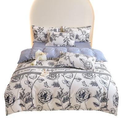 A类母婴级ins裸睡四件套清新全水洗棉床单被套床笠款纯棉宿舍三件