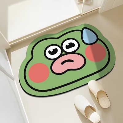 卡通趣味硅藻泥地垫可爱不规则动物浴室吸水地垫卫生间速干防滑垫