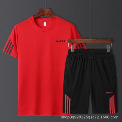 男装运动套装男夏季短裤两件套男士速干短袖T恤运动服休闲裤宽松