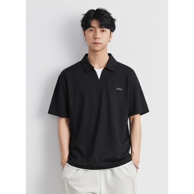 亦止男装210g重磅纯色翻领假两件polo衫短袖t恤男2025年夏季新款