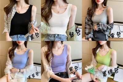 白色背心女西装内搭遮副乳宽肩带纯棉无袖t恤打底上衣夏外穿