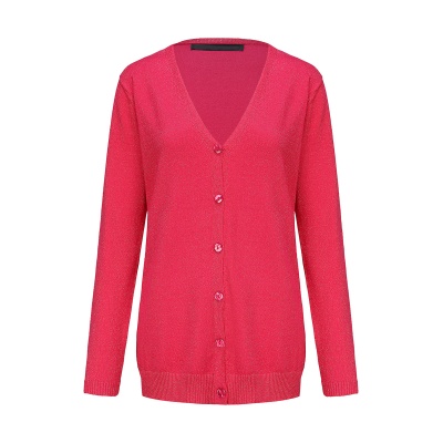 针织开衫外套跨境欧美春秋女装外搭纯色单排扣宽松大码精纺V领