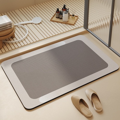 奶油风卫生间地垫拱形硅藻泥浴室外门口吸水垫厕所淋浴房防滑地毯
