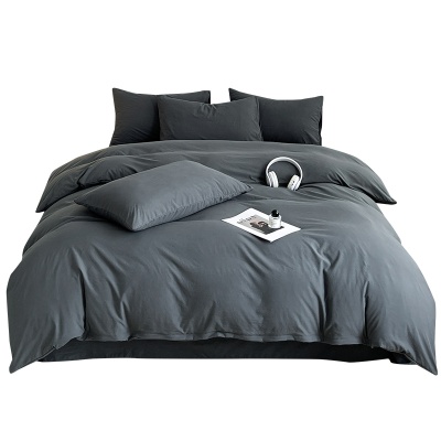a类4四件套床单被套被罩枕套简约纯色学生宿舍水洗棉3三件套批发