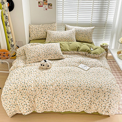 A类超柔提花有氧小竺棉双层纱四件套轻奢母婴级小碎花三件套批发