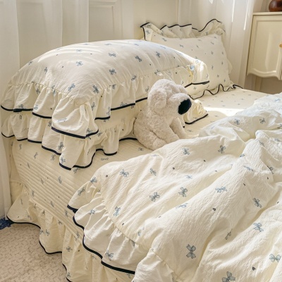 new韩版花边ins夏凉被四件套空调被薄四季通用可机洗不起球