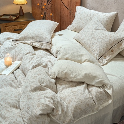 2025新款 A类亚麻棉麻四件套侘寂风床单被套日系棉纱床 上用品被