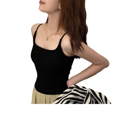 暖小艾702莫代尔吊带背心女带胸垫一体杯可机洗上衣修身显瘦内衣