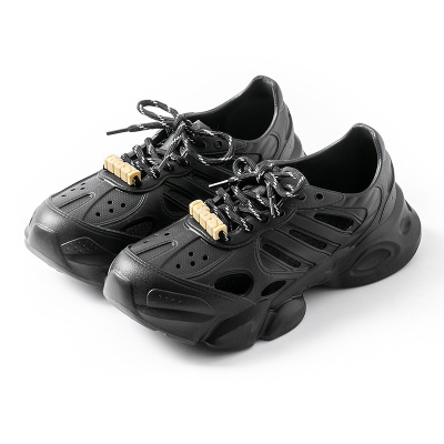 老爹洞洞鞋男夏季外穿厚底涉水漂流沙滩鞋轻便时尚系带运动凉鞋男