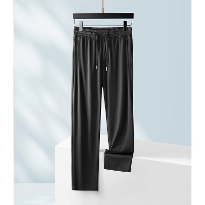 2025夏季薄款新疆棉男士丝滑凉感宽松直筒松紧腰中年男裤子