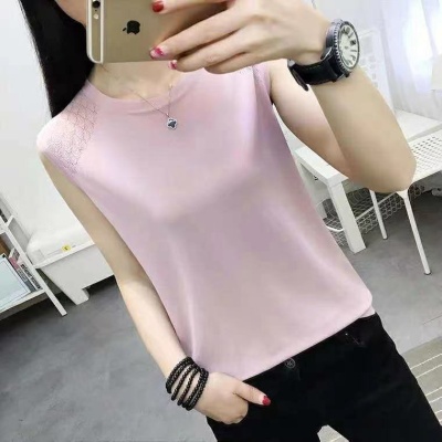 2023新款无袖背心女外穿小清新短款ins冰丝针织t恤女内搭性感打底