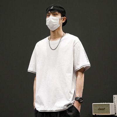 大码纯棉短袖t恤2025夏季时尚短袖青年休闲运动男士短袖t恤M-8X5