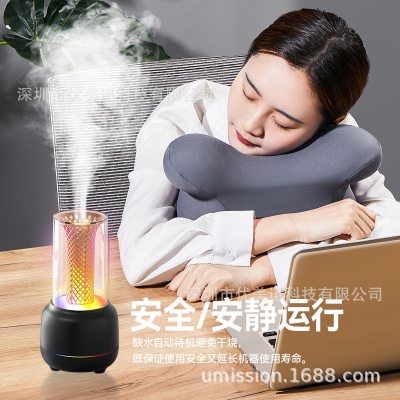 新款烛光灯香薰机加湿器家用办公工厂批发桌面氛围小夜灯扩香器