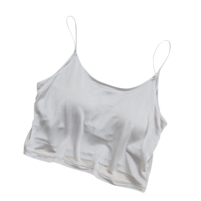 唐格 真丝U型美背内衣防走光抹胸吊带背心双层桑蚕丝光面文胸宽松