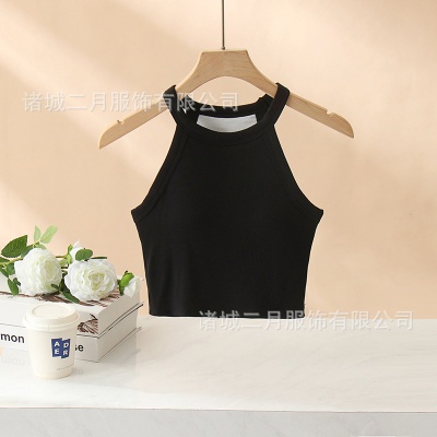 网红爆款个性挂脖背心女夏季性感超短露脐款螺纹莫代尔抹胸小吊带