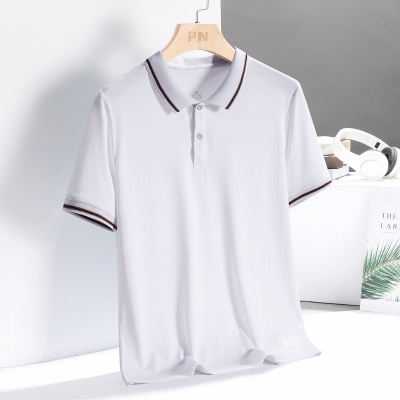 夏季中老年冰氧t恤男士宽松透气透气中年爸爸夏装短袖POLO衫半袖