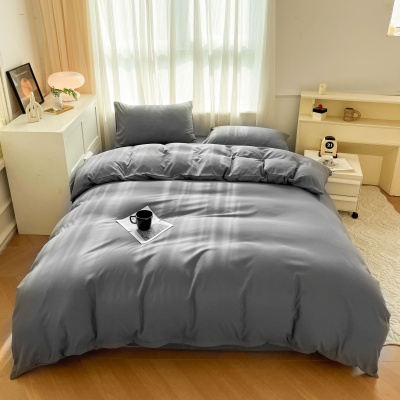 严选四件套ins纯色磨毛床上用品学生宿舍床单被套三件套批发春季