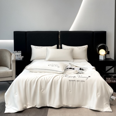 绣花款夏季轻奢水洗天丝凉感空调被四件套可机洗水洗家用夏被礼品