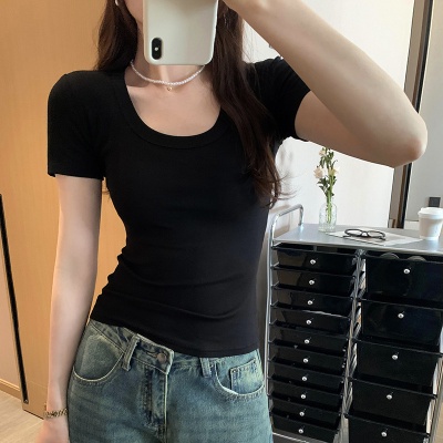 欧货纯欲内搭打底衫短袖T恤女夏季2025年夏季辣妹修身设计感上衣