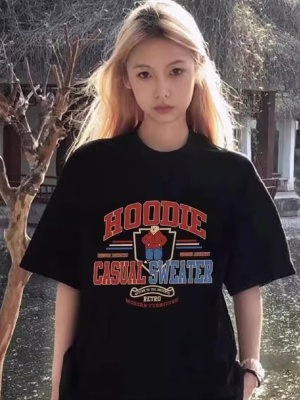 夏季新款短袖t恤女纯棉宽松韩版ins女装百搭卡通印花内搭半袖上衣