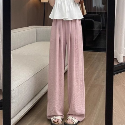 白色奶芙山本裤女夏薄款2025新款小个子宽松慵懒风休闲直筒阔腿裤