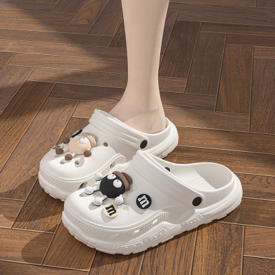 煤球洞洞鞋男夏季外穿踩屎感软底运动沙滩防滑防臭厚底包头凉拖鞋