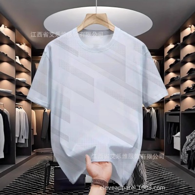 欧美外贸新款男装淡纹简约风3D数码印花宽松圆领短袖男女标码T恤