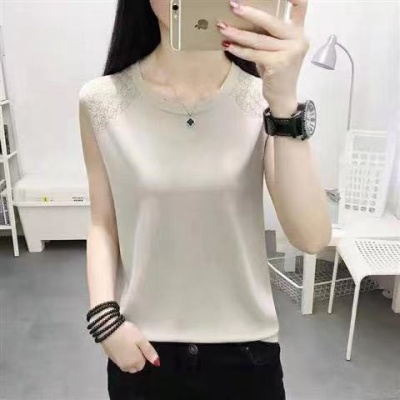 2023新款无袖背心女外穿小清新短款ins冰丝针织t恤女内搭性感打底