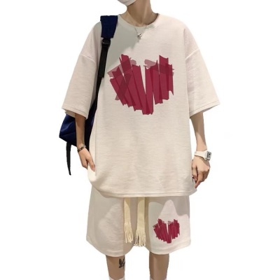 短袖t恤男士夏季套装潮牌ins宽松运动短裤一套搭配运动篮球两件套