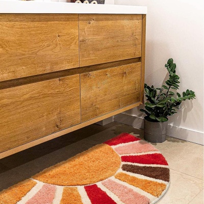 新款跨境浴室吸水防滑脚垫太阳花地垫家用植绒床边毯亚马逊地毯