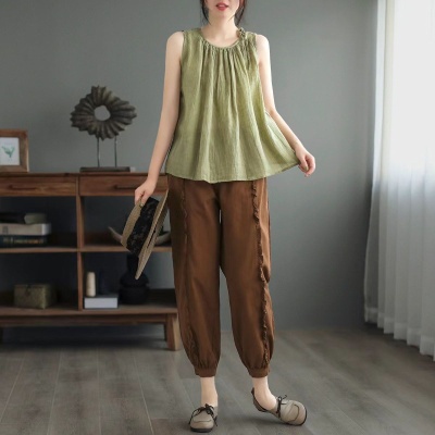 新款夏装复古女士背心无袖内搭宽松套头打底吊带上衣薄款显瘦气质