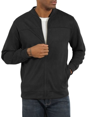 2025跨境亚马逊春秋季麂皮绒纯色男装拉链夹克休闲复古长袖夹克衫