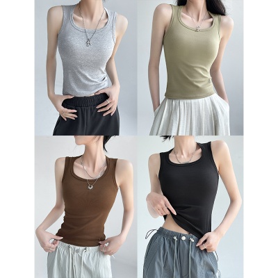 工字吊带背心女夏季2025新款带胸垫美背文胸一体外穿打底无袖上衣