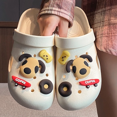 景辰鞋业可爱卡通洞洞鞋女夏外穿2025春夏季两穿凉鞋沙滩防滑拖鞋