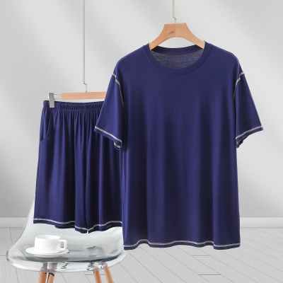 男士夏季短袖短裤套装莫代尔五分裤薄款宽松新款外穿潮流休闲