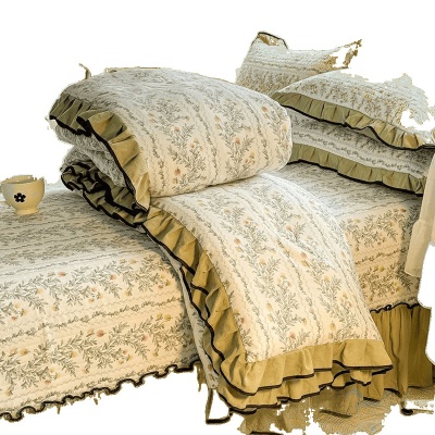 a类韩版提花夹棉床盖夏被四件套可机洗空调被夏季双人薄被子4