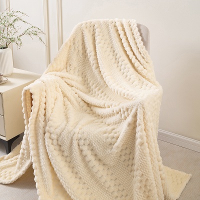 跨境贝贝绒金龟绒法兰绒提花毛毯办公室午睡空调毯子盖毯菠萝格毯