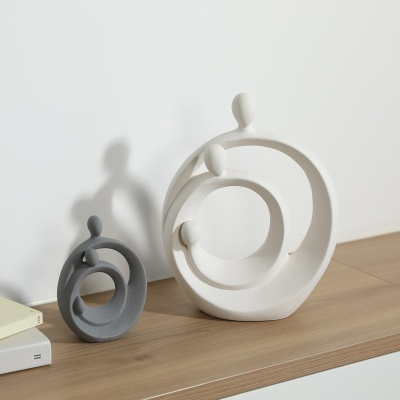 一家三口陶瓷创意摆件客厅玄关酒柜电视柜现代简约家居艺术装饰品