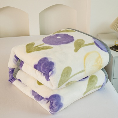 云貂绒毛毯法莱绒珊瑚绒牛奶绒毯子包边沙发毯办公室宿舍午睡盖毯