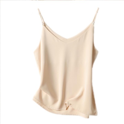 24真丝吊带背心女内搭西装白色黑色打底缎面桑蚕丝上衣小夏季v领