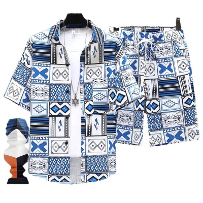 男士短袖套装2023夏季青少年学生休闲运动炸街潮流清凉短裤两件套