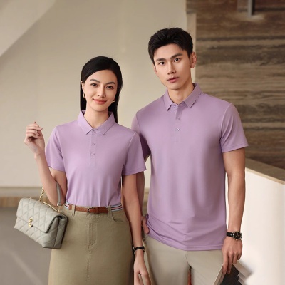 男款夏季冰丝polo衫短袖男式休闲男装高级感商务翻领无缝冰丝上衣