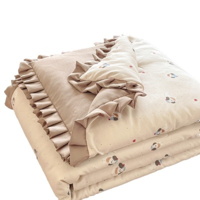 2025新款A类有氧针织双层纱花边单夏凉被空调被儿童被三件套四件