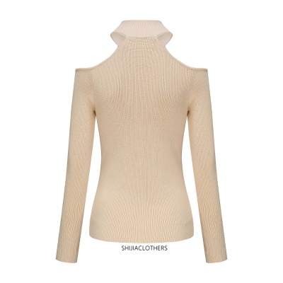 亚马逊外贸跨境高档女装长袖春秋打底露肩针织衫上衣女薄款毛衣