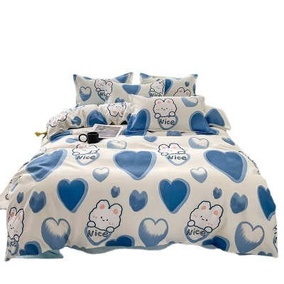 2024新款床上用品4三件套网销芦荟棉被套床单四件套一件女生代发