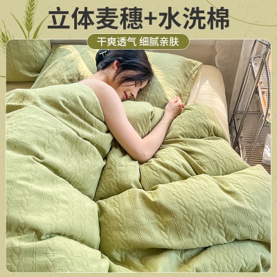2025新款四件套床上用品床单水洗棉被套罩四季通用宿舍三件套