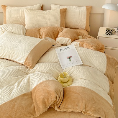 冬季花牛奶绒四件套a类加厚珊瑚绒床单被套法兰绒床上用品加绒