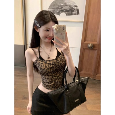 纯欲甜辣妹性感露背收腰显瘦吊带背心女带胸垫瑜伽服百搭健身上衣