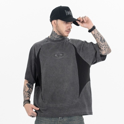 SUP男装|2025春夏季新品潮牌异形分割拼接解构机能水洗短袖T恤男